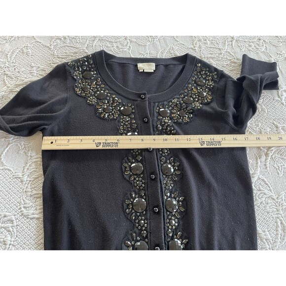 Kate Spade NY Jeweled Sweater Black Button Up 100% Cotton Dressy Ladies Medium - Picture 2 of 10